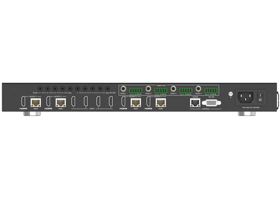 VINCAN 4x4 HDBaseT HDMI 매트릭스 스위처 (4K60 4:4:4, PoC 및 4개의 수신기 포함, 전문가용 AV 분배용)