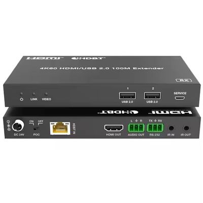 4K USB 2.0 HDBaseT 확장기 LAN HDBaseT PoC 단일 Cat5e/6a/7 케이블, 최대 100m