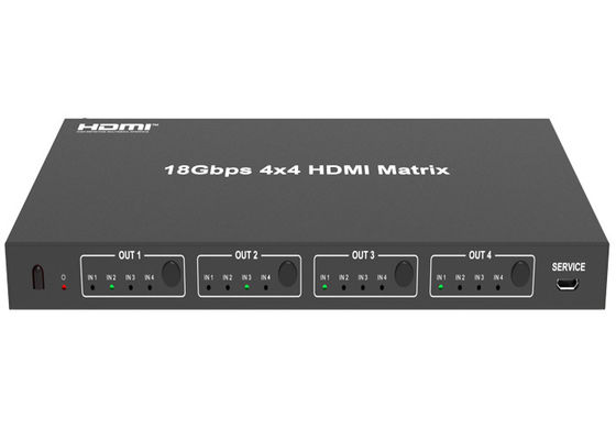 극소 USB 4x4 매트릭스 HDMI 스위처 IR 수신부 18Gbps명