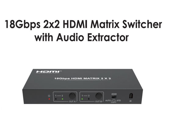 오디오 추출기가 있는 유형 A 18Gbps 2x2 HDMI 매트릭스 스위처