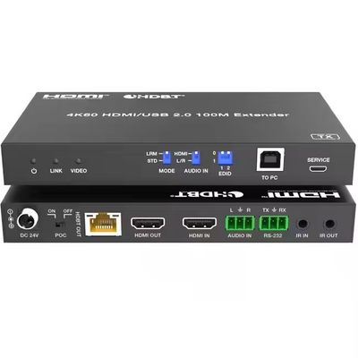 4K USB 2.0 HDBaseT 확장기 LAN HDBaseT PoC 단일 Cat5e/6a/7 케이블, 최대 100m